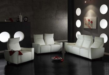 White Full Italian Leather Modern Stylish Sofa w/Optional Items [CVS-Galaxy-White]