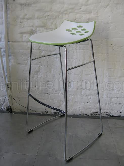 343 Barstool Set of 4 in White & Green - Click Image to Close