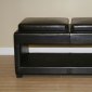 Contemporary Storage Brown Leather Ottoman With Built In Trays