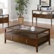 Coffee Brown Finish Glass Top Modern Cocktail Table w/Options