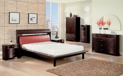 Wenge Finish Modern Platform Bedroom Set