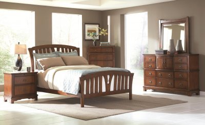 Medium Oak Finish Transitional Bedroom w/Optional Casegoods