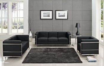 Charles Petite Leather Sofa in Black by Modway w/Options [MWS-Charles Petite Black]