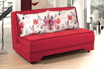 Rio Pull-Out Loveseat Bed in Red Suede Fabric by Rain [RNLB-Rio Red]