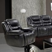 7250 Reclining Sofa in Black Bonded Leather w/Optional Items