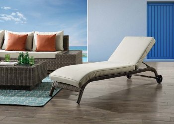 Salena Patio Sun Lounge Chair OT01094 in Beige & Gray by Acme [AMOUT-OT01094 Salena]