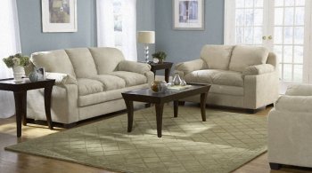 Buff or Brown Microfiber Stylish Sofa & Loveseat Set w/Soft Seat [HES-9840BF-Scarlet]