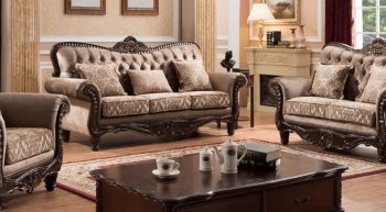 Giana Sofa & Loveseat Set in Light Brown Velvet Fabric w/Options [ADS-Giana Brown]