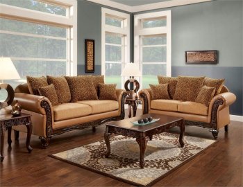 Tatum SM7615 Sofa Brown Leatherette &Tan Fabric w/Options [FAS-SM7615-Tatum]