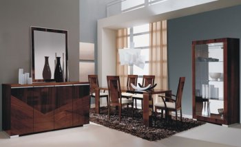 Contemporary Brown High Gloss Finish Dining Set [EFDS-Capri]