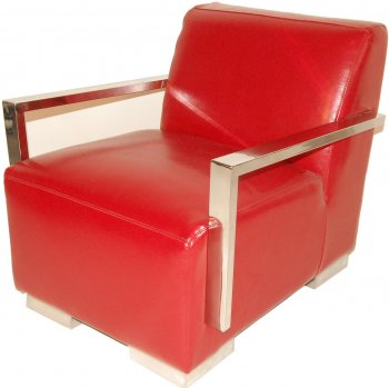 Red Bi-Cast Leather Modern Lounge Chair w/Metal Arms & Legs [PGCC-SALLY-RED]