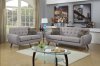 F6912 Sofa & Loveseat Set in Grey Linen-Like Fabric by Boss