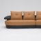 Black and Brown Two-Tone Full Leather Modern Sectional Sofa