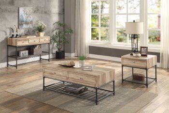 Brantley II Coffee Table 3Pc Set LV00748 in Oak by Acme [AMCT-LV00748 Brantley II]