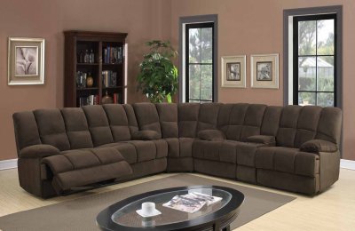 U201 Motion Sectional Sofa in Chocolate Fabric by Global