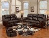 Brown Bonded Leather Modern Reclining Sofa & Loveseat Set