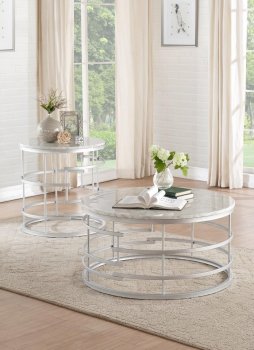 Brassica Coffee & 2 End Table 3608SV-01 in Silver by Homelegance [HECT-3608SV-01-Brassica]