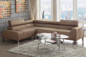 F7288 Sectional Sofa by Poundex in Tan Fabric [PXSS-F7288]