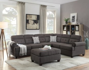 F6986 Sectional Sofa in Ash Black Fabric by Boss w/Options [PXSS-F6986]