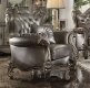 Versailles Chair 56822 in Silver PU & Antique Platinum by Acme