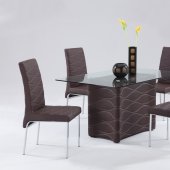 Brown Modern Dining Room Glass Top Table w/Optional Chairs