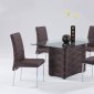 Brown Modern Dining Room Glass Top Table w/Optional Chairs