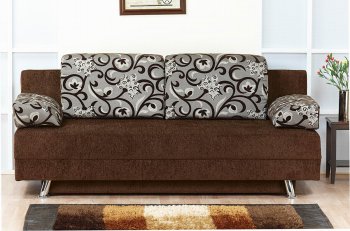 Dark Brown Fabric Modern Sofa Bed Convertible w/Metal Legs [MYSB-Poland]