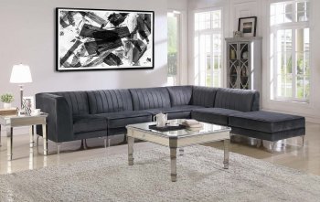 Cassandra Sectional Sofa 551371 in Grey Velvet by Coaster [CRSS-551371-Cassandra]