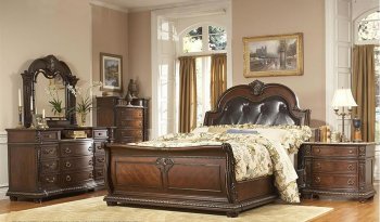 Palace Bedroom 1394 in Rich Brown w/Optional Case Pieces [HEBS-1394 Palace]