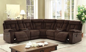 Maybell Motion Sectional Sofa CM6773BR in Brown Chenille Fabric [FASS-CM6773BR-Maybell]