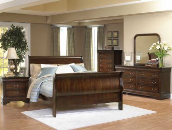 Distressed Cherry Classic Sleigh Bed w/Optional Case Pieces [HEBS-953NE]