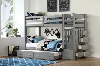 Allentown Bunk Bed 37870 in Gray by Acme w/Storage Ladder [AMKB-37870 Allentown]