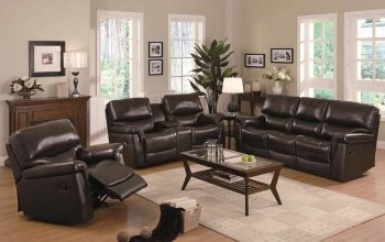 Brown Leather Modern Reclining Sofa & Loveseat Set w/Options [CRS-602931]