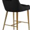 Owen Counter Stool 745 Set of 2 Black Velvet Fabric by Meridian