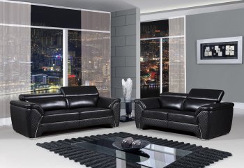 U8190 Sofa in Black Bonded Leather by Global w/Options [GFS-U8190-BL]