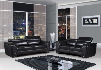 U8190 Sofa in Black Bonded Leather by Global w/Options