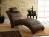 Brown Bonded Leather Modern Chaise Lounger w/Pillow