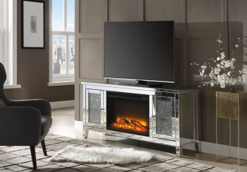 Noralie TV Stand & Electric Fireplace 91770 by Acme in Mirror [AMTV-91770-Noralie]