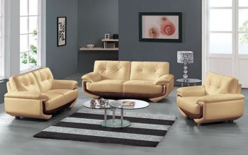 Two-Toned Honey & Brown Contemporary Leather Living Room [AES-7394 Honey & Brown]