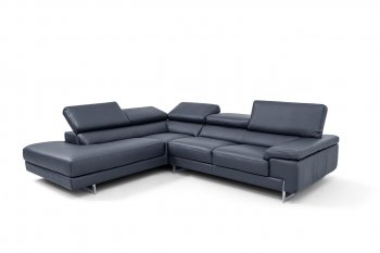 Simba Sectional Sofa in Slate Blue Leather by Beverly Hills [BHSS-Simba Slate Blue]