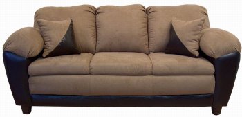 Mocha Fabric and Bicast Modern Sofa & Loveseat Set w/Options [PMS-5500-Mocha]