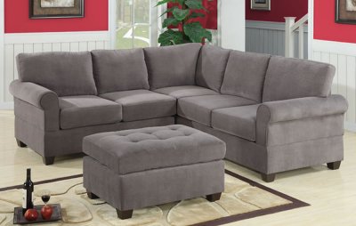 Charcoal Waffle Suede Casual Modern Sectional Sofa w/Options