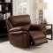 Helga Motion Sofa CM6595 in Brown Fabric-Like Leatherette