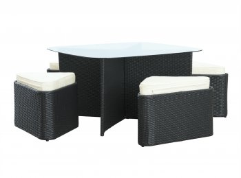 Hub 5Pc Outdoor Patio Dining Set in Espresso/White by Modway [MWOUT-Hub]