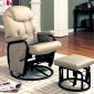 Bone Leatherette Modern Reclining Glider Rocker Chair w/Ottoman