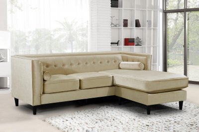 Taylor Sectional Sofa 643 in Beige Velvet Fabric by Meridian