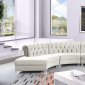 Anabella Sectional Sofa 697 in Cream Velvet Fabric by Meridian