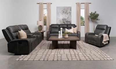 Raelynn Motion Sofa 603191 Gray Leatherette by Coaster w/Options