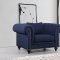 Chesterfield Sofa 662 in Navy Linen Fabric w/Optional Items