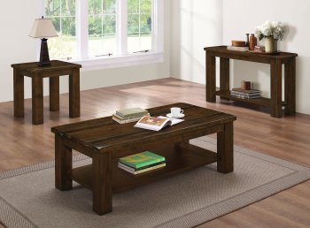 704748 Coffee Table 3Pc Set in Rustic Pecan by Coaster w/Options [CRCT-704748]